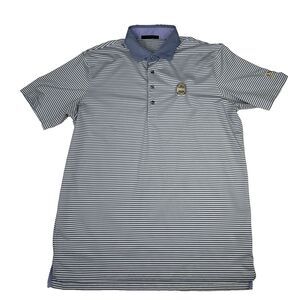 Greyson Men's PGA 1916 Golf Embroidered Gray Striped Performance Polo Size L